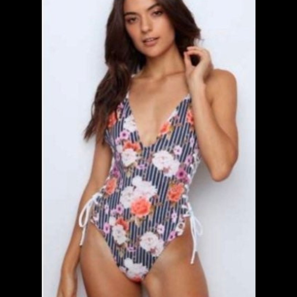 Floral Striped One-Piece Swimsuit